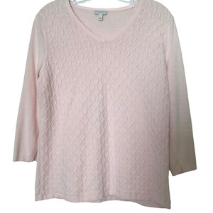 Talbots Sweater Women Sz M Pink 100% Cotton Diamond Cable Knit Office Preppy EUC